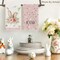 Pink Bunny Rabbit Ears Floral Leaves Easter Kitchen Towels Dish Towels, 18x26 Inch Be Kind Seasonal Decoration Hand Towels Set of 4